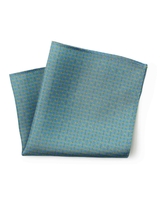 Blue Green Yellow Chain Link Print Silk Pocket Square