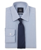 Blue Navy Multi Stripe Slim Fit Shirt - Single Cuff 16 1/2" Standard Single