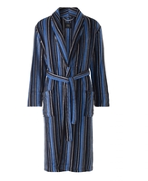 Blue Navy Multi Stripe Super Soft Dressing Gown S