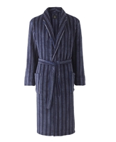 Blue Navy White Stripe Super Soft Dressing Gown L