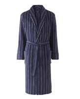 Blue Navy White Stripe Super Soft Dressing Gown S