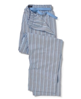 Blue Striped Oxford Cotton Lounge Pants L