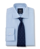 Blue Wide Herringbone Slim Fit Non-Iron Shirt - Single Cuff 16 1/2" Standard