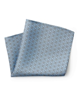 Blue Yellow Chain Link Print Silk Pocket Square