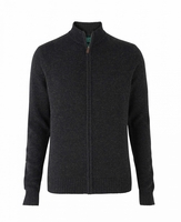Charcoal Marl Lambswool-Blend Zip-Through Jumper L