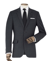 Dark Grey Wool-Blend Tailored Suit Jacket 46" Long