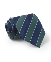 Green Blue Regimental Stripe Silk Tie