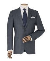 Grey Check Tailored Suit Jacket 44" Long