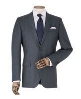 Grey Check Tailored Suit Jacket 48" Long