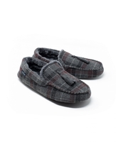 Grey Check Tasseled Mule Slippers 10