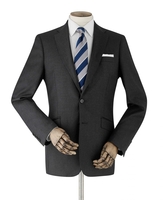 Grey Luxury Flannel Tailored Business Suit Jacket 44" Regular