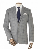 Grey Navy Check Wool Suit Jacket 40" Regular