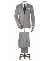 Grey Navy Check Wool Suit
