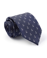 Navy Anchor Pattern Silk Tie