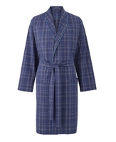 Navy Check Cotton Dressing Gown M