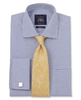 Navy Check Dobby Classic Fit Shirt - Double Cuff 15" Standard Double