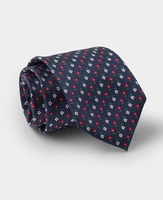 Navy Daisy Pattern Silk Tie