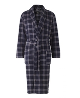 Navy Grey Check Super Soft Dressing Gown L