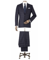 Navy Grey Check Wool Suit