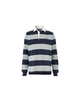 Navy Grey Striped Rugby Shirt S