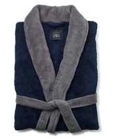 Navy Grey Super Soft Dressing Gown M