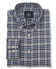 Navy Grey White Twill Check Classic Fit Button-Down Casual Shirt S Standard