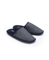 Navy Herringbone Microsuede Mule Slippers 11/12