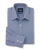 Navy Irregular Herringbone Classic Fit Shirt - Single Cuff 20" Standard