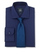 Navy Jacquard Slim Fit Shirt - Single Cuff 15" Lengthen by 2"