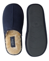 Navy Microsuede Mule Slippers 7/8