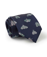 Navy Moth Pattern Silk Tie