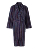 Navy Multi Stripe Fleece Dressing Gown S