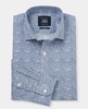 Navy Paisley Print Slim Fit Shirt - Single Cuff 15" Standard