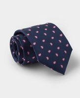 Navy Pink Paisley Pattern Silk Tie