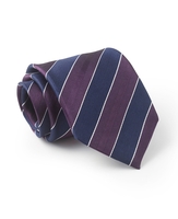 Navy Purple Regimental Stripe Silk Tie