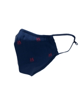 Navy Red Bulldog Print Silk Face Mask