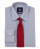 Navy Red Multi Stripe Slim Fit Shirt - Single Cuff 16 1/2" Standard Single