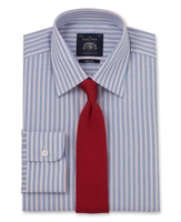 Navy Red Multi Stripe Slim Fit Shirt - Single Cuff 16 1/2" Standard Single