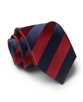 Navy Red Regimental Stripe Silk Tie