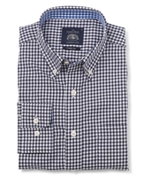 Navy White Gingham Twill Classic Fit Button-Down Casual Shirt M Standard