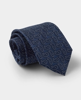 Navy White Paisley Pattern Silk Tie
