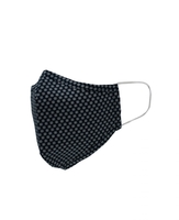 Navy White Tile Print Cotton Face Mask