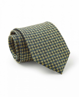 Navy Yellow Link & Lock Print Silk Tie