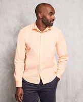 Peach Twill Slim Fit Shirt in Shorter Length S Lengthen by 2"