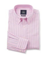 Pink Blue Stripe Classic Fit Button-Down Shirt S Standard