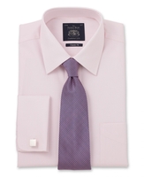 Pink White Raised Stripe Classic Fit Shirt – Single Or Double Cuff 15 1/2" Standard Double