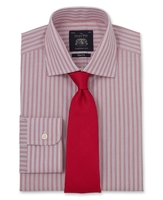 Red Blue Multi Stripe Slim Fit Shirt - Single Cuff 16" Standard Single