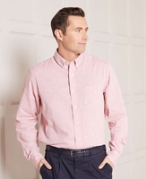 Red Linen-Blend Shirt XL Lengthen by 2"