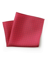 Red Navy Circle Print Silk Pocket Square