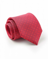 Red Navy Circle Print Silk Tie